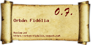 Orbán Fidélia névjegykártya